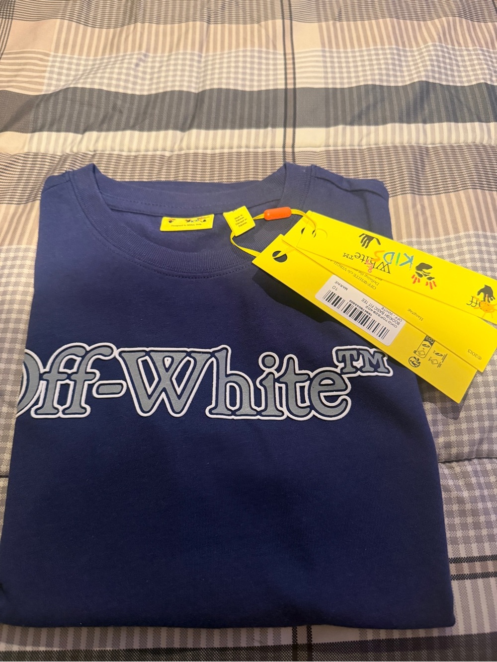Off-White Kids Navy Blue Logo Tee